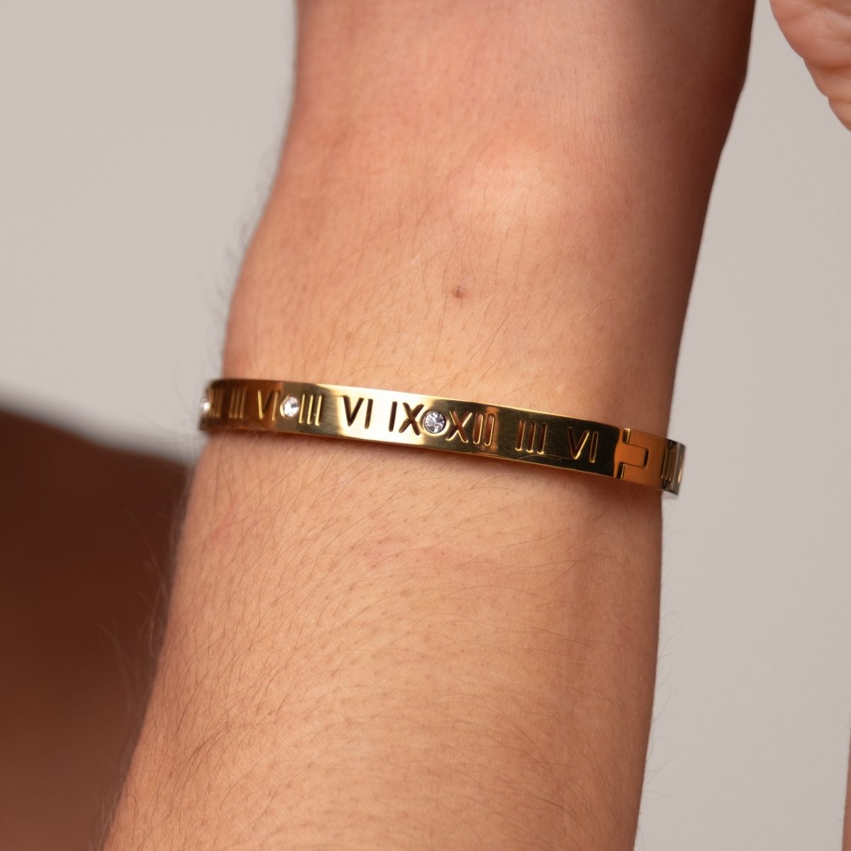 Bangle Roman Numeral Cuff Bracelet 18K Gold-Plated in 18K gold-plated – Meiva bracelet view 7