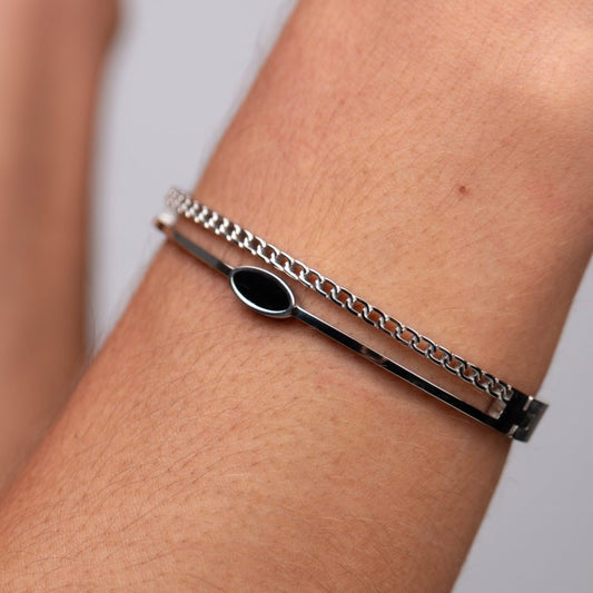 Bangle Roman Numeral Cuff Bracelet Silver – Meiva bracelet view 2