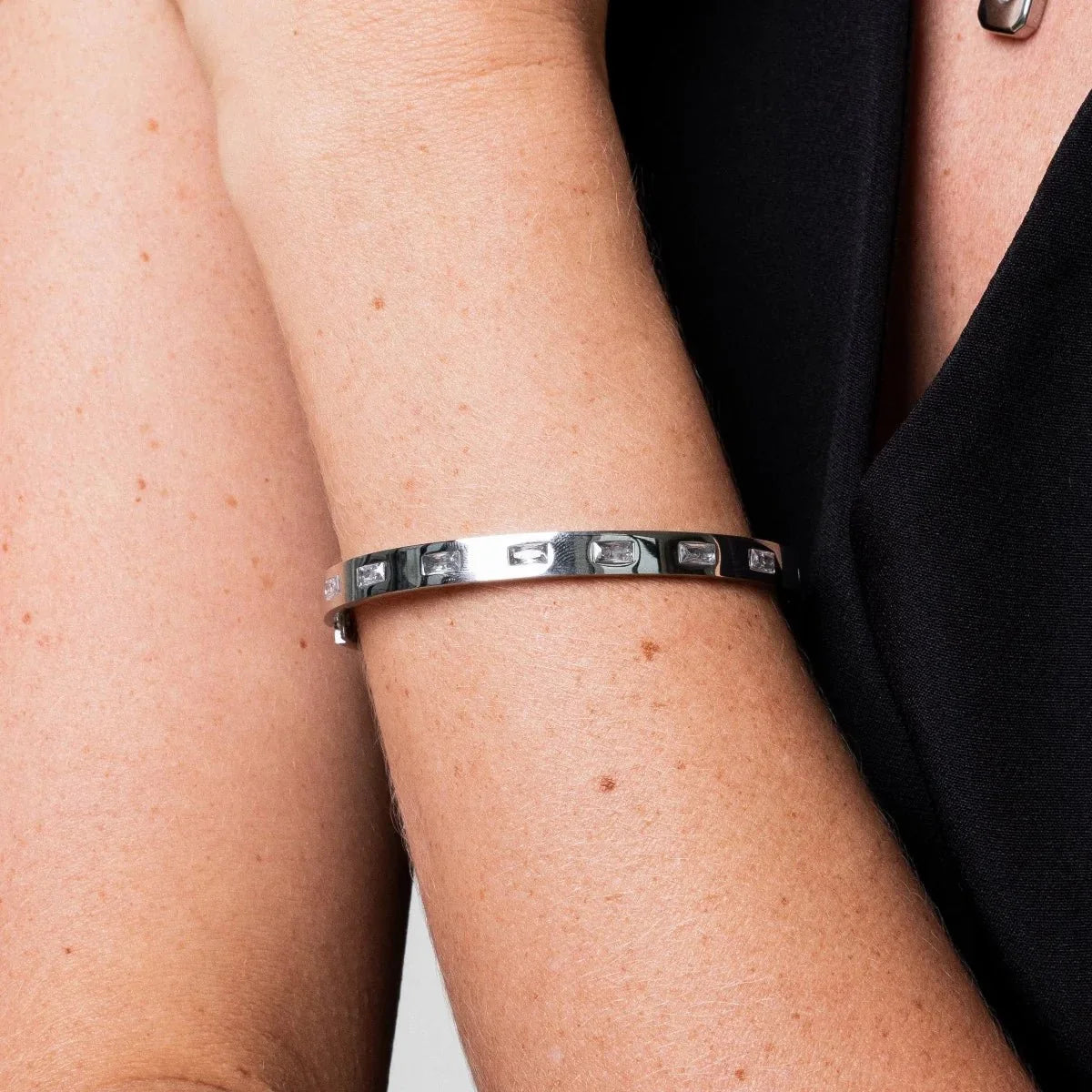Bangle Silver Carved Cuff Bracelet – Meiva bracelet view 3