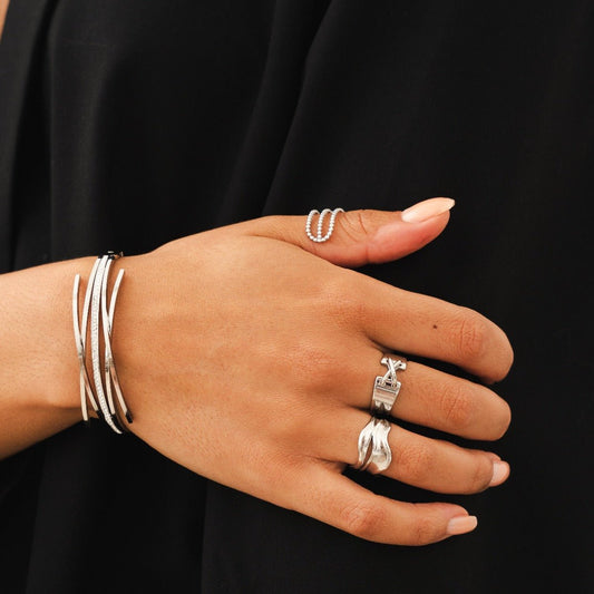 Bangle Florence Cubic Zirconia Cuff Bracelet Silver in zirconia – Meiva bracelet view 2