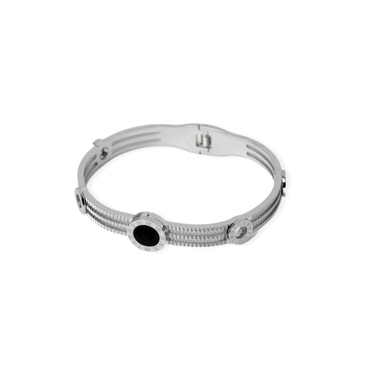 Bangle Silver Triple Onyx Cuff Bracelet – Meiva bracelet