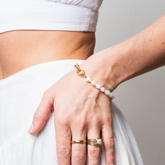 Bracelet Mood Pearl Gold Plated 18K in 18K gold-plated, pearl – Meiva bracelet view 2