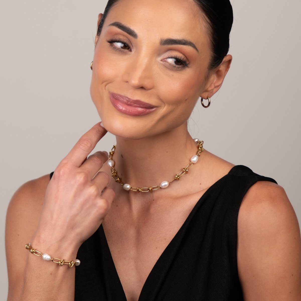 Bracelet Knot and Pearl 18K Gold-Plated in 18K gold-plated, pearl – Meiva bracelet view 3