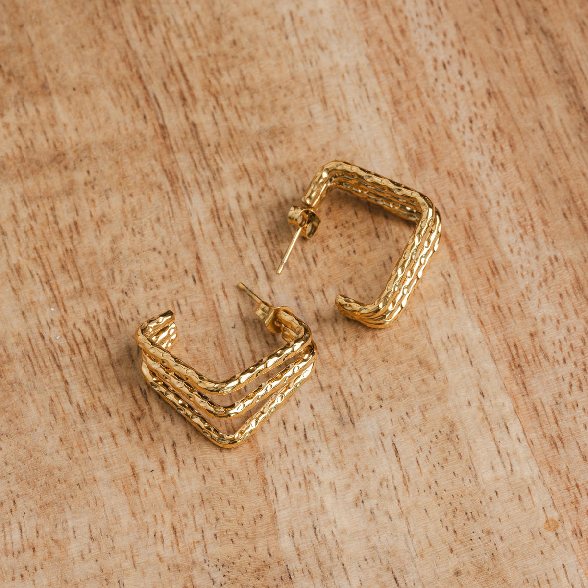 Earrings Amelie Triple Section 18K Gold Plated in 18K gold-plated – Meiva earrings view 6