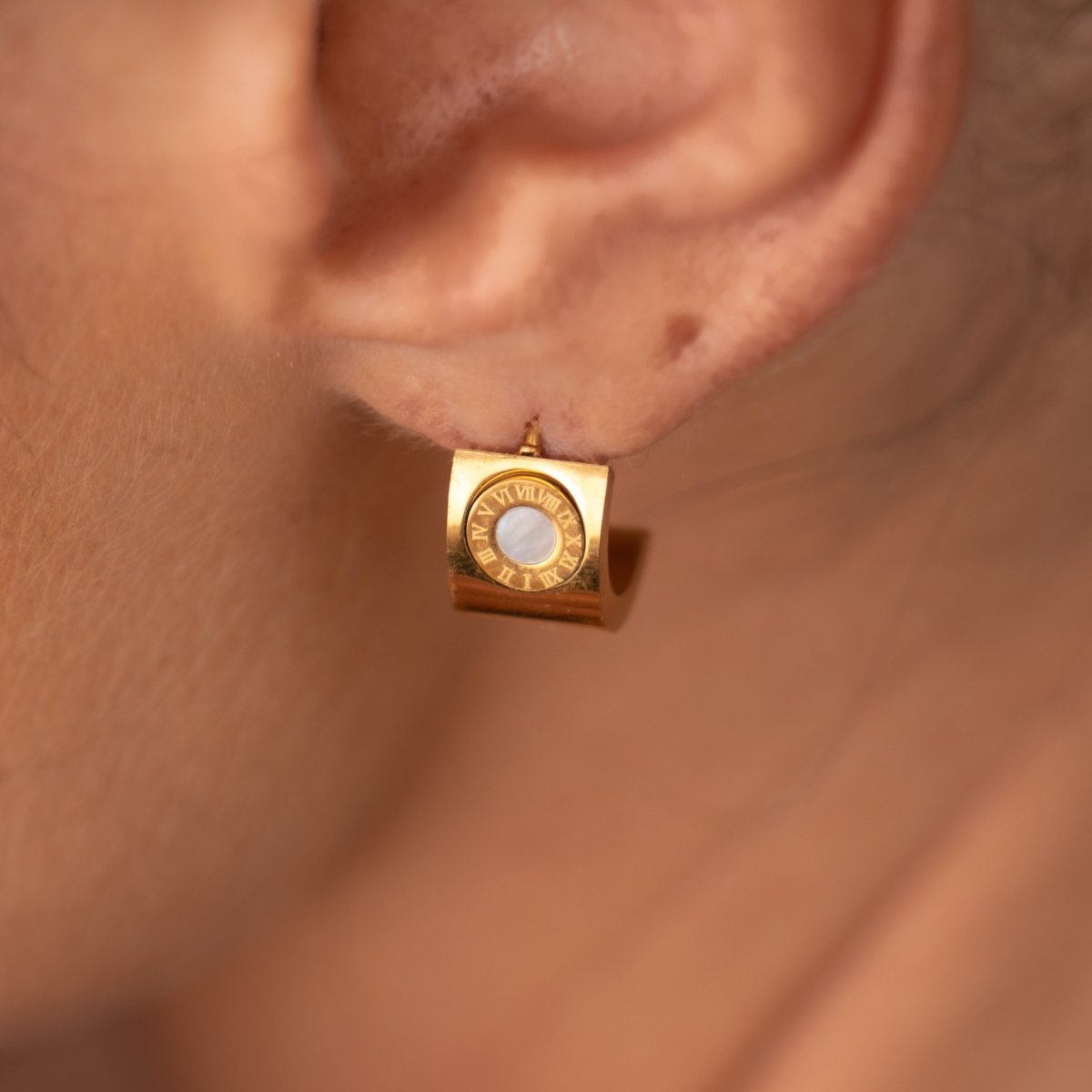 Earrings Roman Numeral Rotating 18K Gold-Plated Earring in 18K gold-plated – Meiva earrings view 8