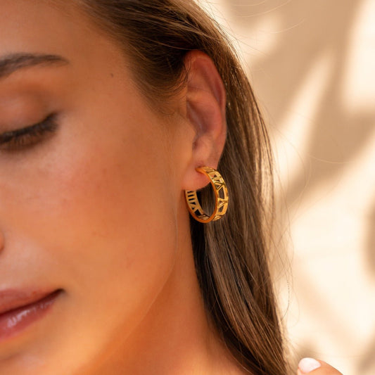 Hoop Earrings Numeral Hoop Earrings 18K Gold-Plated in 18K gold-plated – Meiva earrings view 2