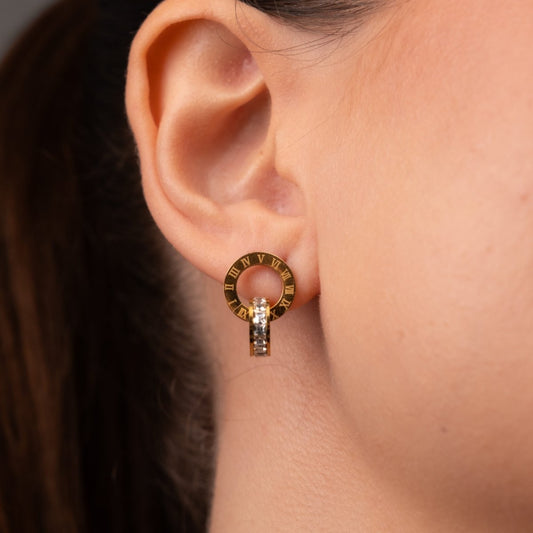 Earrings Imperial Cubic Zirconia Stone 18K Gold-Plated in 18K gold-plated, zirconia – Meiva earrings view 2