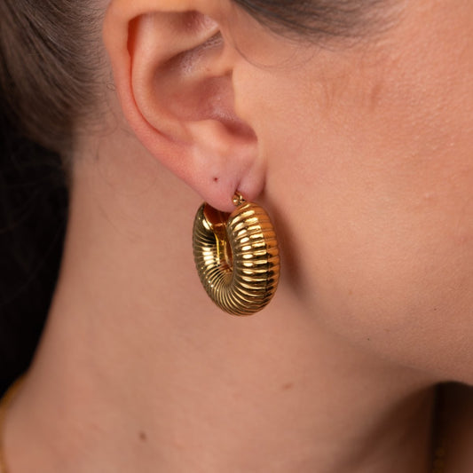 Earrings Bold Ziza 18K Gold-Plated Hoop in 18K gold-plated – Meiva earrings view 2