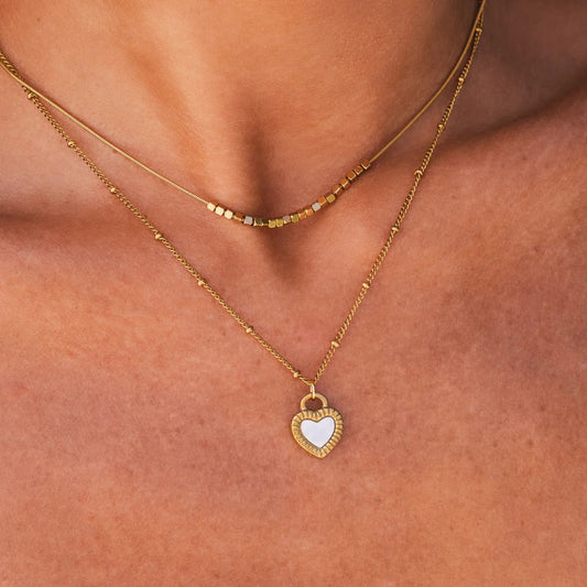Set Marbled Heart Necklace 18K Gold Plated in 18K gold-plated – Meiva necklace view 2