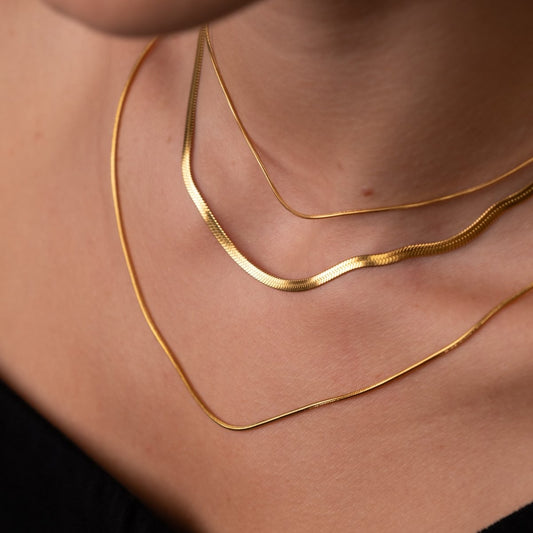 Necklace Celina Triple Layer Mesh 18K Gold Plated in 18K gold-plated – Meiva necklace view 2