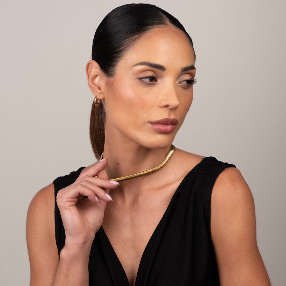 Necklace Gaia Mesh Choker Gold Plated 18K in 18K gold-plated – Meiva necklace view 4