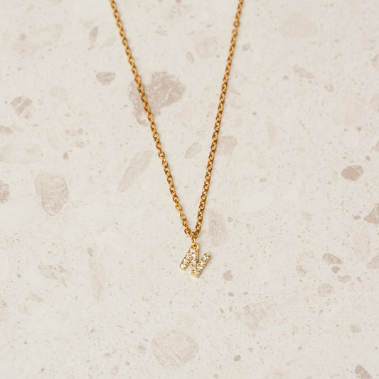 Necklace Stone Initial Letter 18K Gold Plated in 18K gold-plated – Meiva necklace view 2