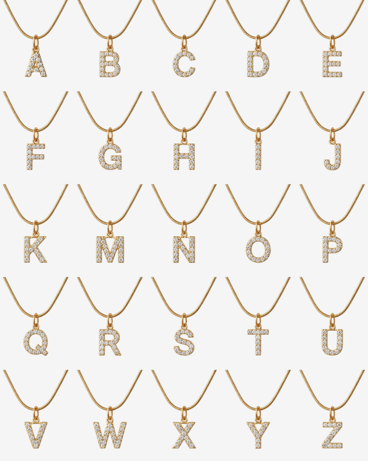 Necklace Cubic Zirconia Initial Letter 18K Gold-Plated in 18K gold-plated, zirconia – Meiva necklace view 5