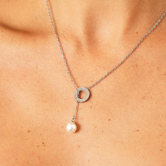 Necklace Sicily Pearl Silver in pearl – Meiva necklace view 2