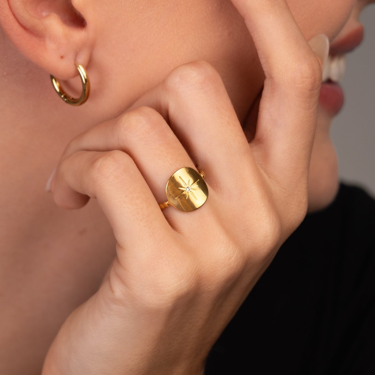 Ring Nautical Star Adjustable 18K Gold-Plated in 18K gold-plated – Meiva ring view 7