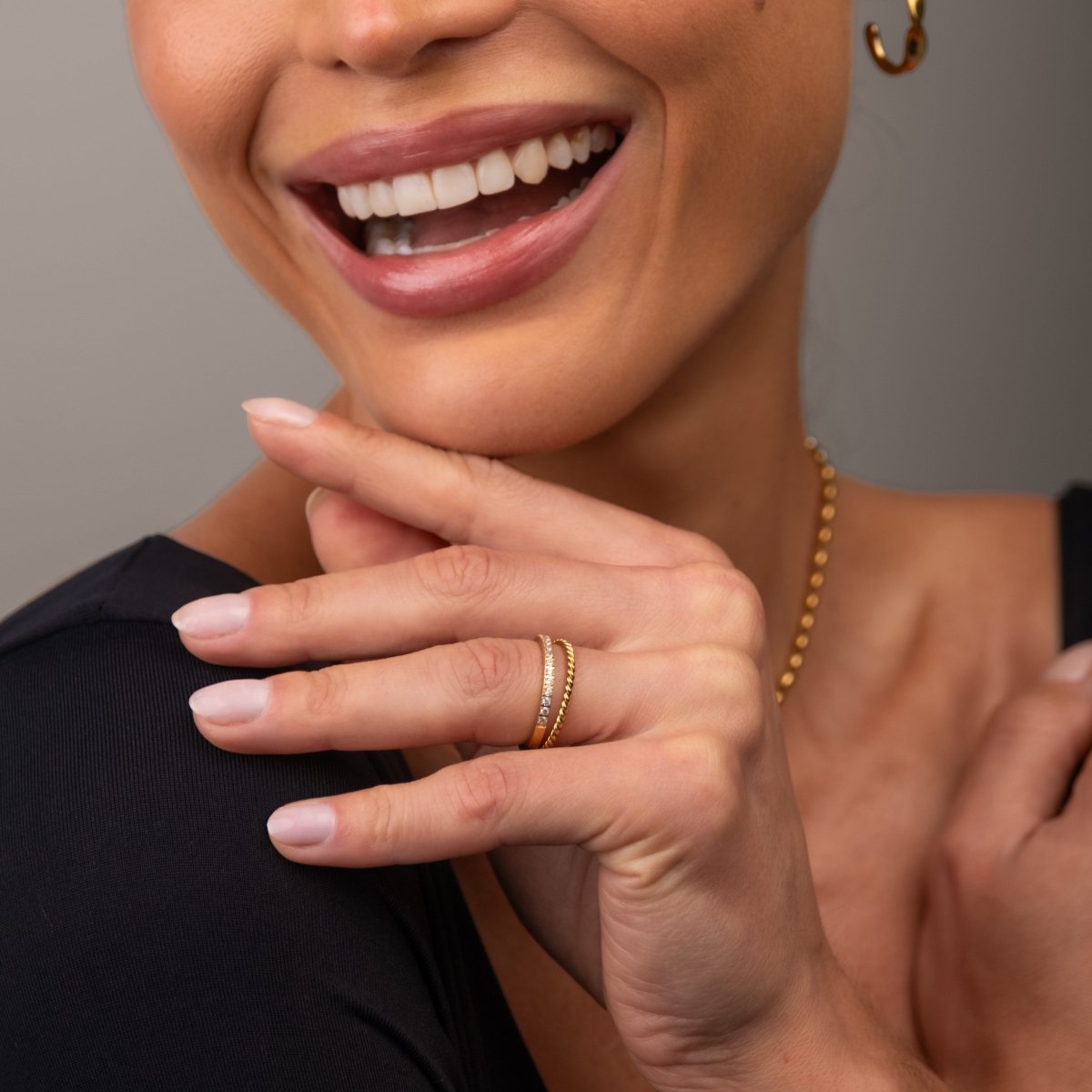 Ring Aurora Crystal Gold Plated 18K in 18K gold-plated, crystal – Meiva ring view 5
