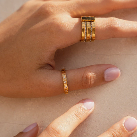 Ring Stone Block 18K Gold Plated in 18K gold-plated – Meiva ring view 2