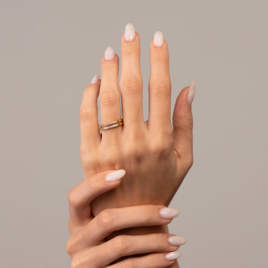 Women's Stainless Steel 18K Gold-Plated Ring – Double Layer, Layered – Meiva ring view 2