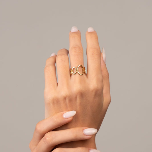 Ring Open Link Adjustable 18K Gold Plated in 18K gold-plated – Meiva ring view 2