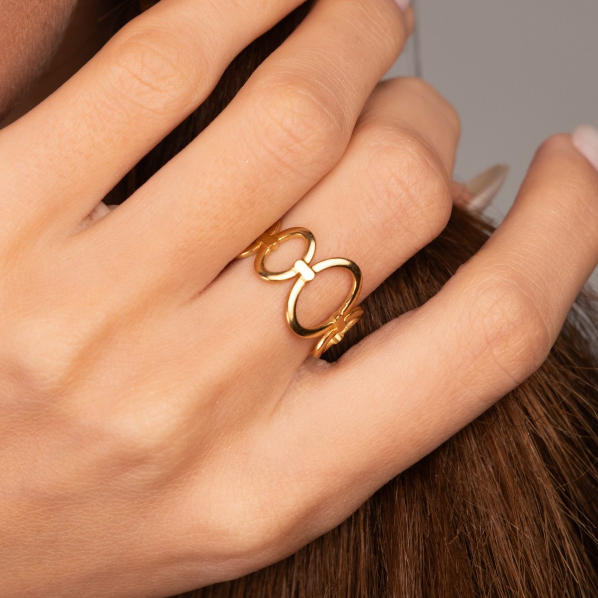 Ring Open Link Adjustable 18K Gold Plated in 18K gold-plated – Meiva ring view 6