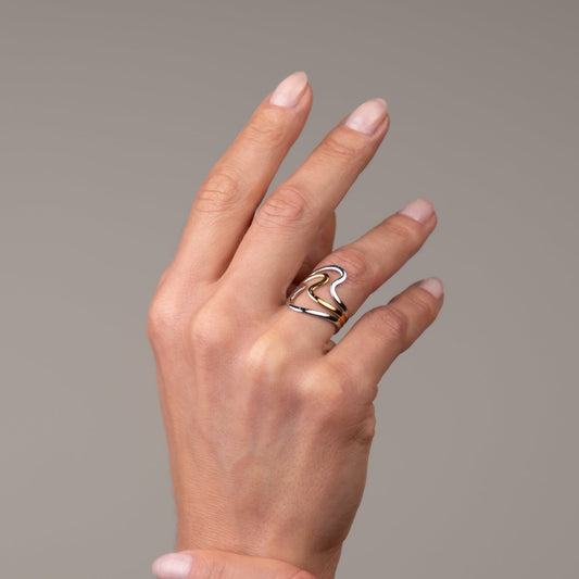 Ring Dual Harmony Adjustable Two-Tone Gold and Silver – Meiva ring view 2