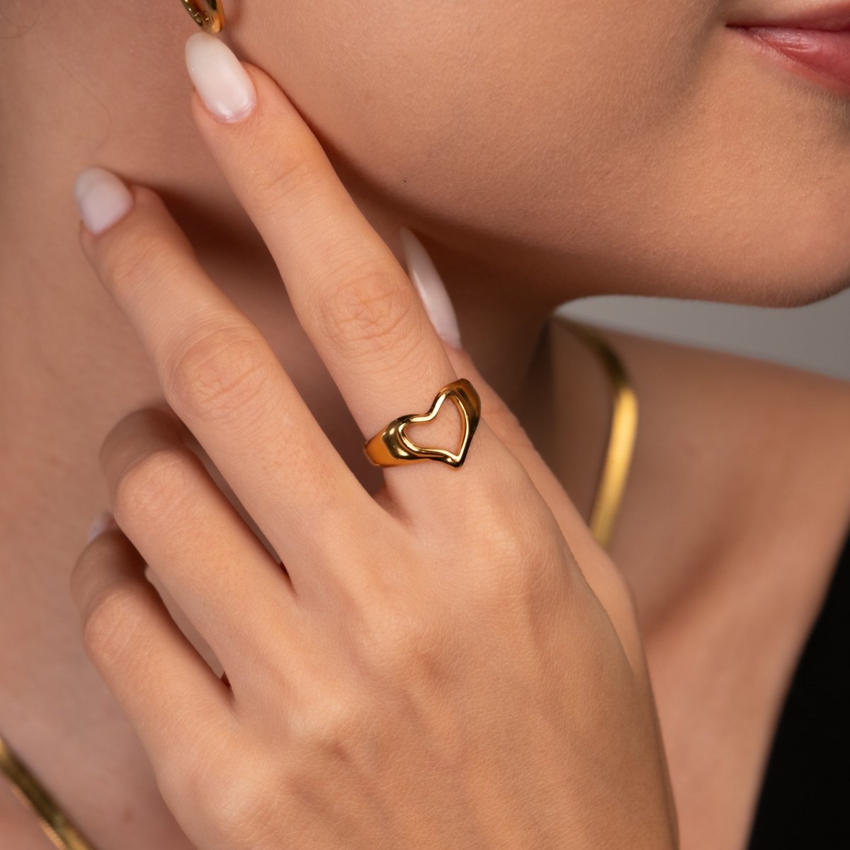 Ring Abstract Heart Adjustable 18K Gold Plated in 18K gold-plated – Meiva ring view 9