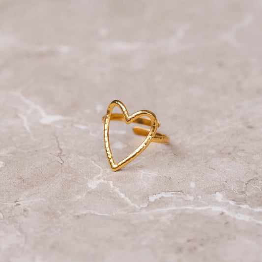 Ring Open Heart Adjustable 18K Gold Plated in 18K gold-plated – Meiva ring view 2