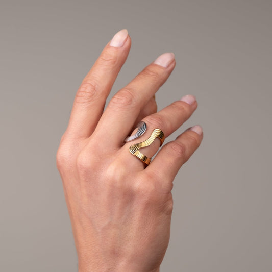 Ring Infinity Adjustable Two-Tone Gold and Silver – Meiva ring view 2