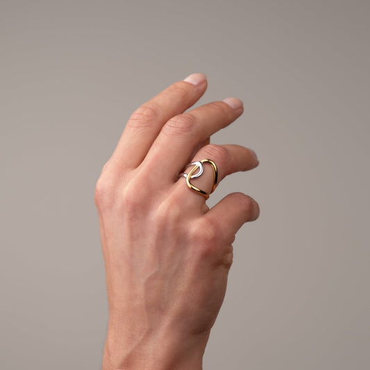 Ring Bows of Light Adjustable Two-Tone Gold and Silver – Meiva ring view 2