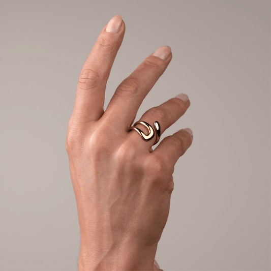 Ring Wave Adjustable Two-Tone Gold and Silver – Meiva ring view 2