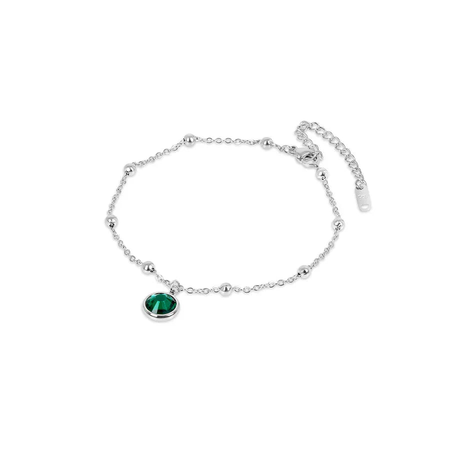 Anklet Silver Emerald Pendant – Meiva jewelry