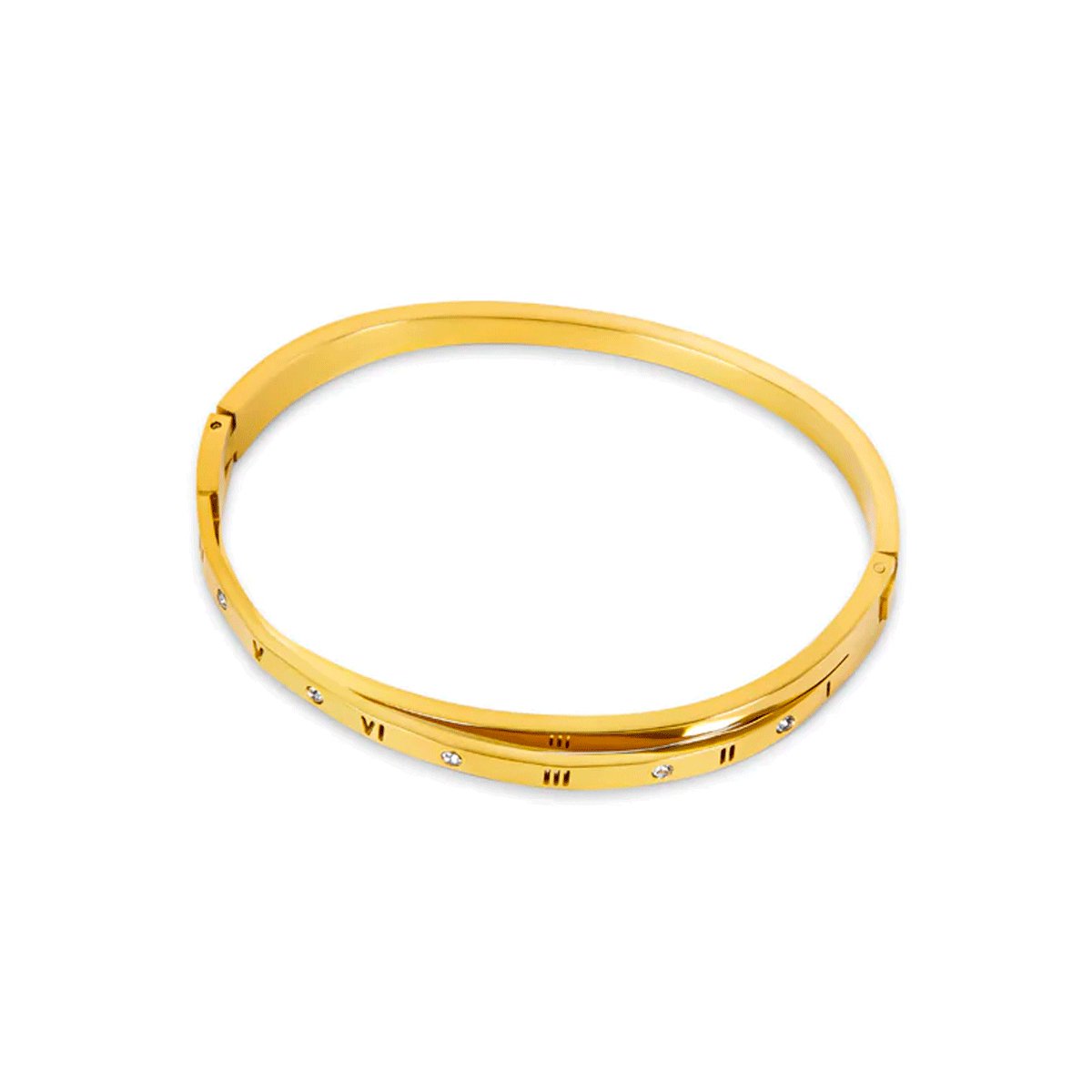Bangle Interlaced Roman Numerals Cuff Bracelet 18K Gold-Plated in 18K gold-plated – Meiva bracelet