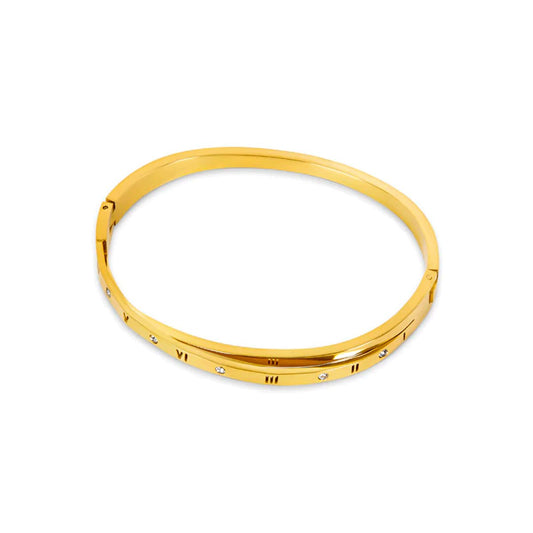 Bangle Interlaced Roman Numerals Cuff Bracelet 18K Gold-Plated in 18K gold-plated – Meiva bracelet