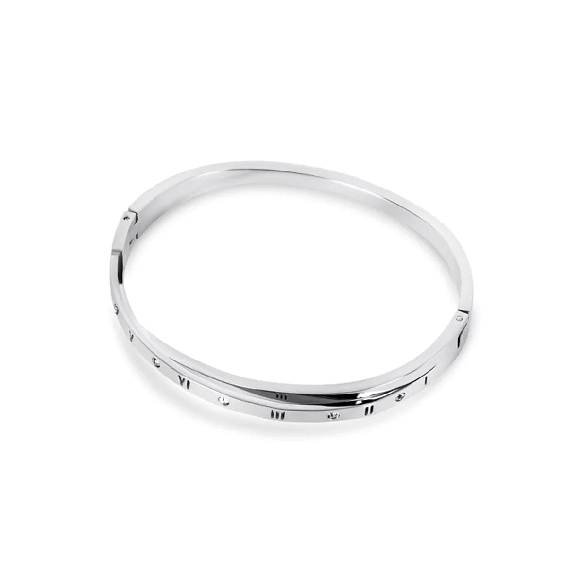 Bangle Interlaced Roman Numerals Cuff Bracelet Silver – Meiva bracelet