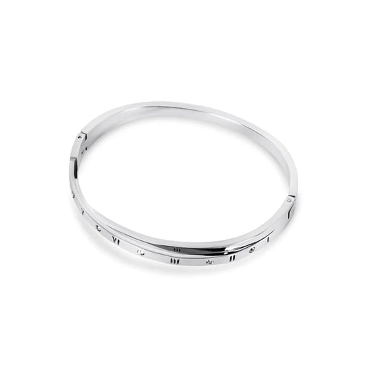 Bangle Interlaced Roman Numerals Cuff Bracelet Silver – Meiva bracelet