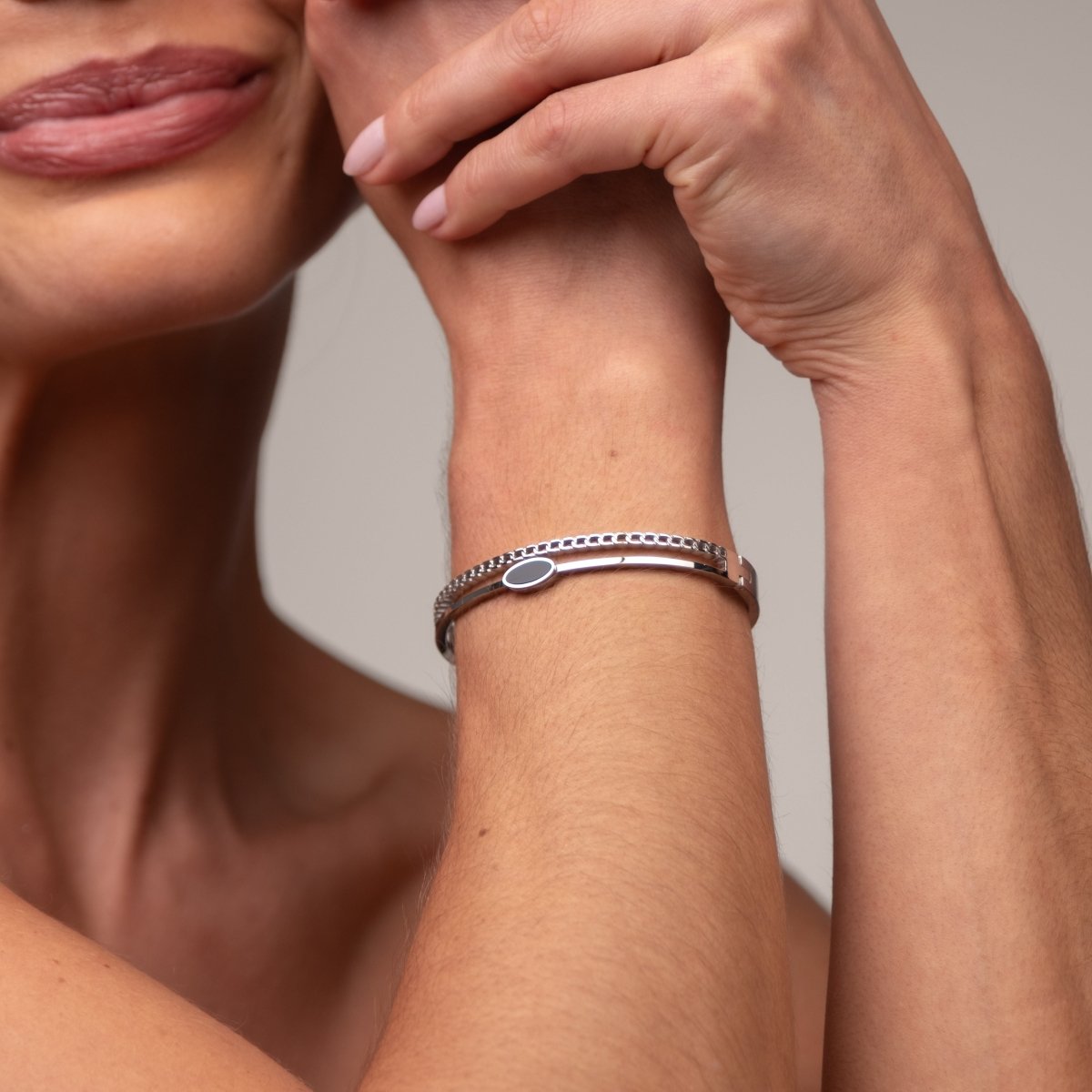 Bangle Roman Numeral Cuff Bracelet Silver – Meiva bracelet view 5