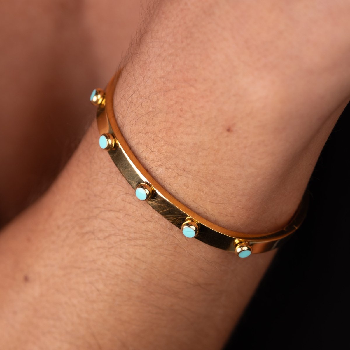 Bangle Aqua Stone Bracelet Gold Plated 18K in 18K gold-plated – Meiva bracelet view 3