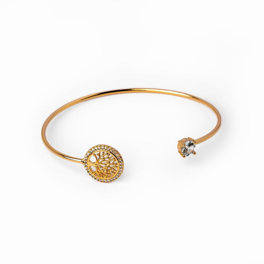 Bangle Tree of Life Cuff Bracelet 18K Gold Plated in 18K gold-plated – Meiva bracelet