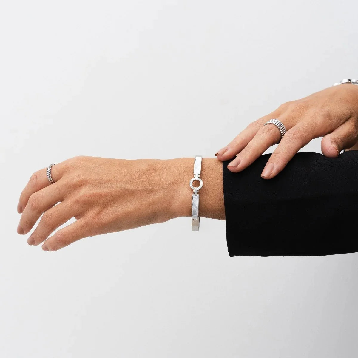 Bangle Aura Cuff Bracelet Silver – Meiva bracelet view 4