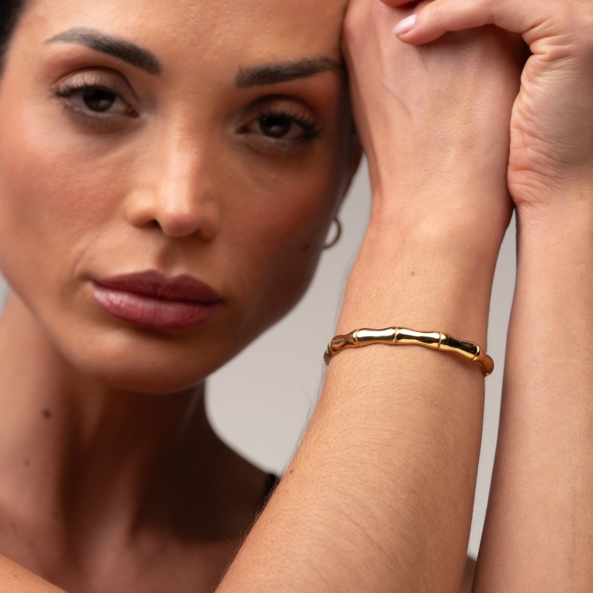 Bangle Bamboo Bracelet Gold Plated 18K in 18K gold-plated – Meiva bracelet view 4