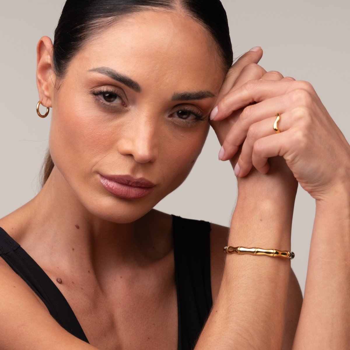 Bangle Bamboo Bracelet Gold Plated 18K in 18K gold-plated – Meiva bracelet view 9