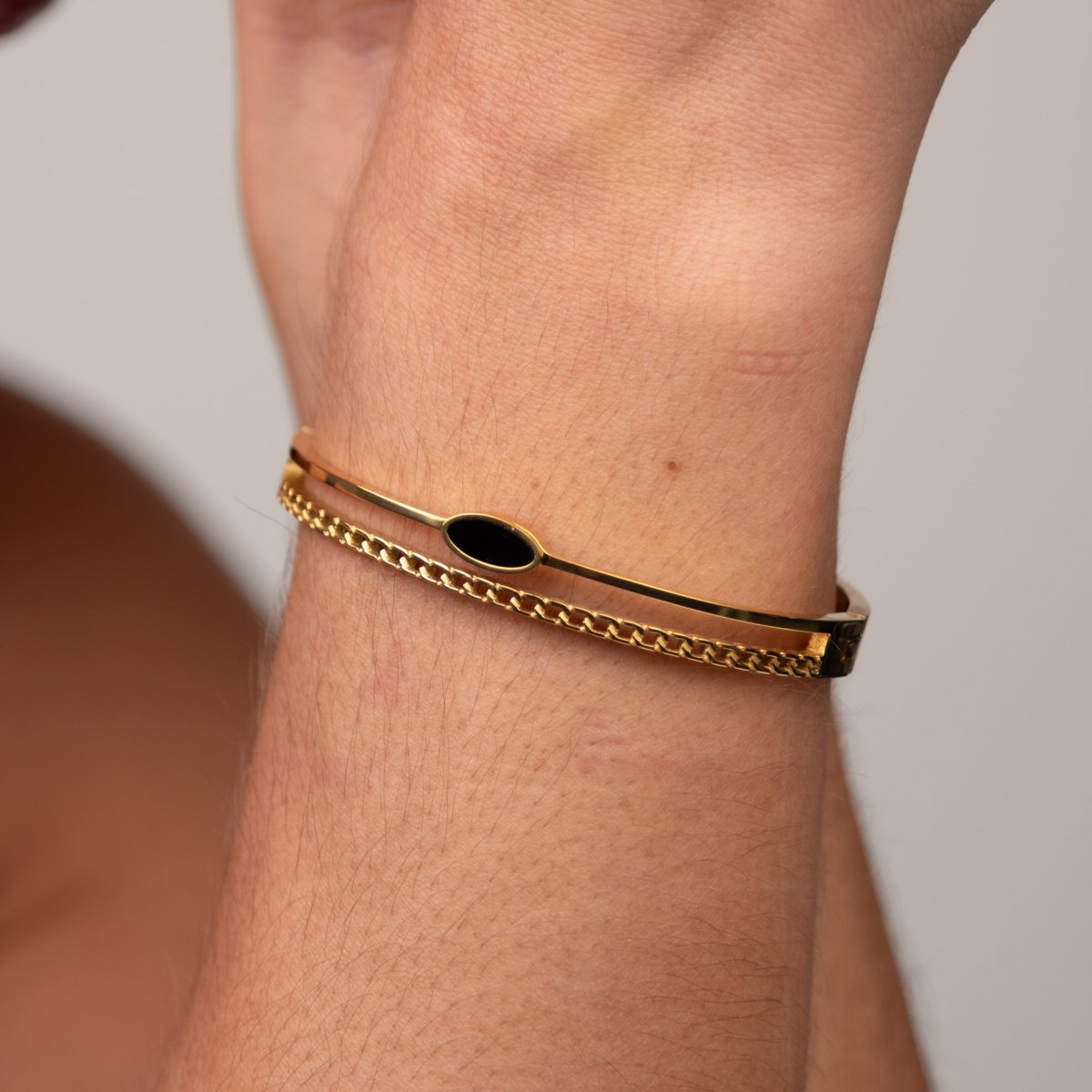 Bangle Layered Onyx Bracelet Gold Plated 18K in 18K gold-plated – Meiva bracelet view 7
