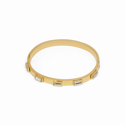 Bangle Navette Crystal Cuff Bracelet 18K Gold Plated in 18K gold-plated, crystal – Meiva bracelet