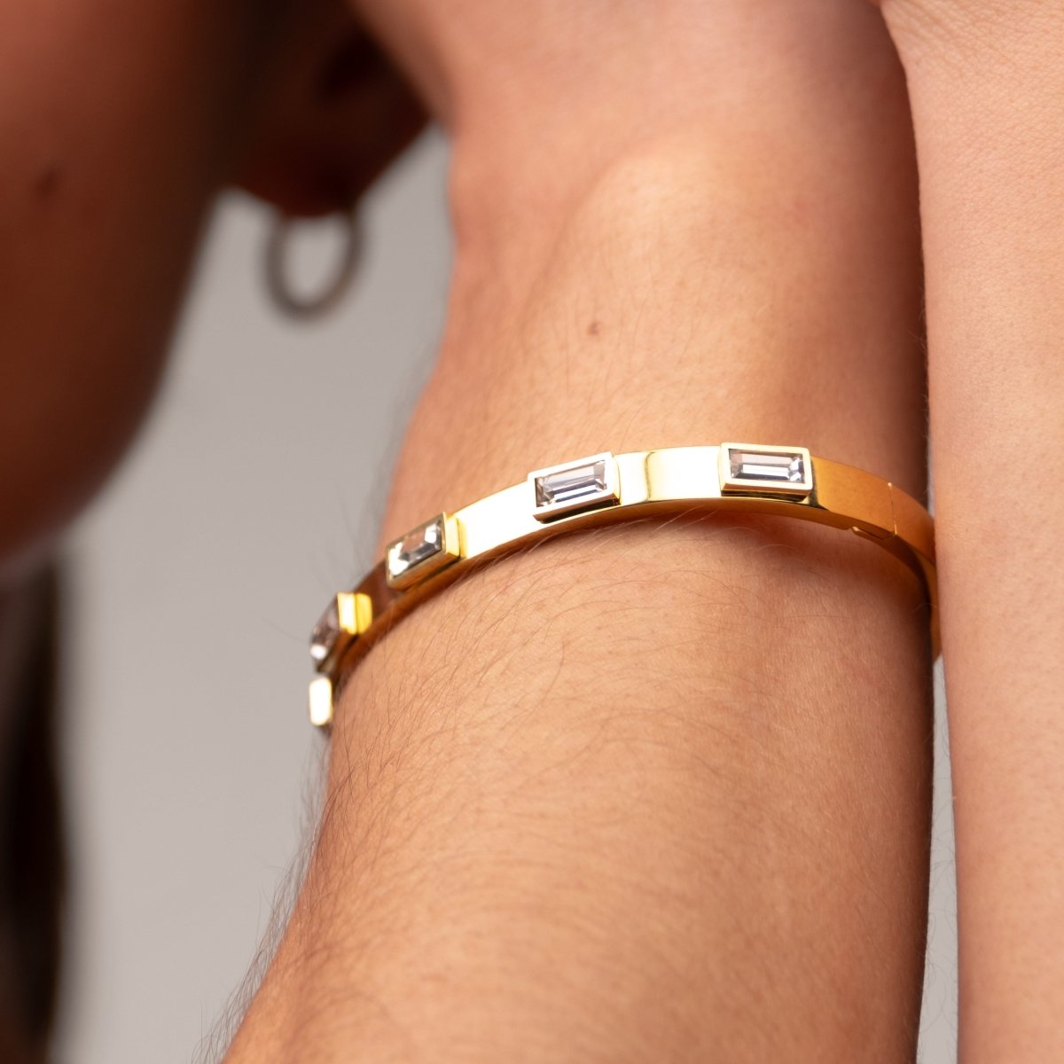 Bangle Navette Crystal Cuff Bracelet 18K Gold Plated in 18K gold-plated, crystal – Meiva bracelet view 4