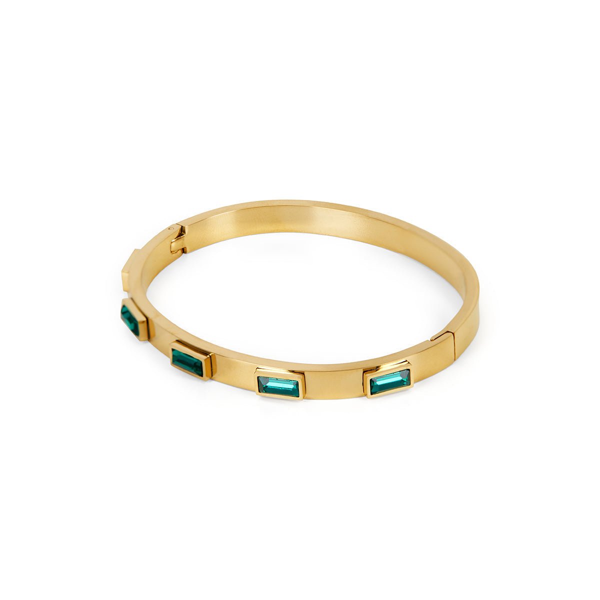 Bangle Green Navette Crystal Cuff Bracelet 18K Gold Plated in 18K gold-plated, crystal – Meiva bracelet