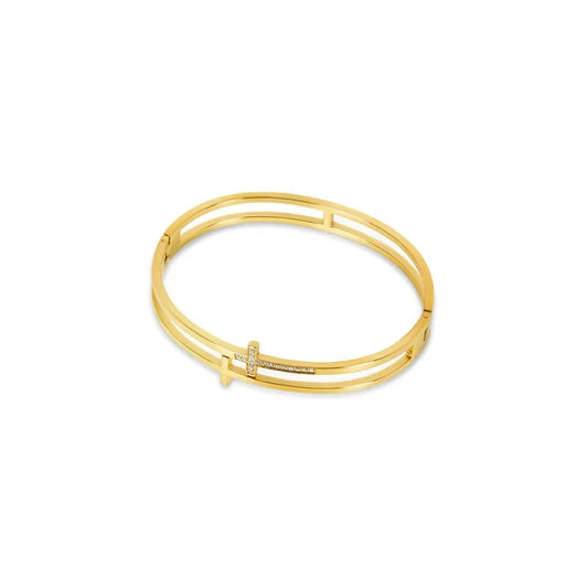 Bangle Cross Bracelet Gold Plated 18K in 18K gold-plated – Meiva bracelet