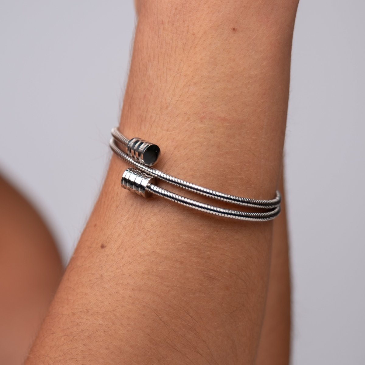 Bangle Triple Spiral Cuff Bracelet Silver – Meiva bracelet view 5