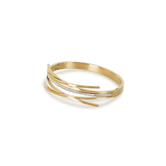Bangle Florence Cubic Zirconia Cuff Bracelet 18K Gold Plated in 18K gold-plated, zirconia – Meiva bracelet