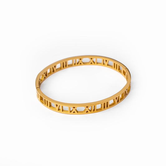 Bangle Roman Numeral Cuff Bracelet 18K Gold Plated in 18K gold-plated – Meiva bracelet