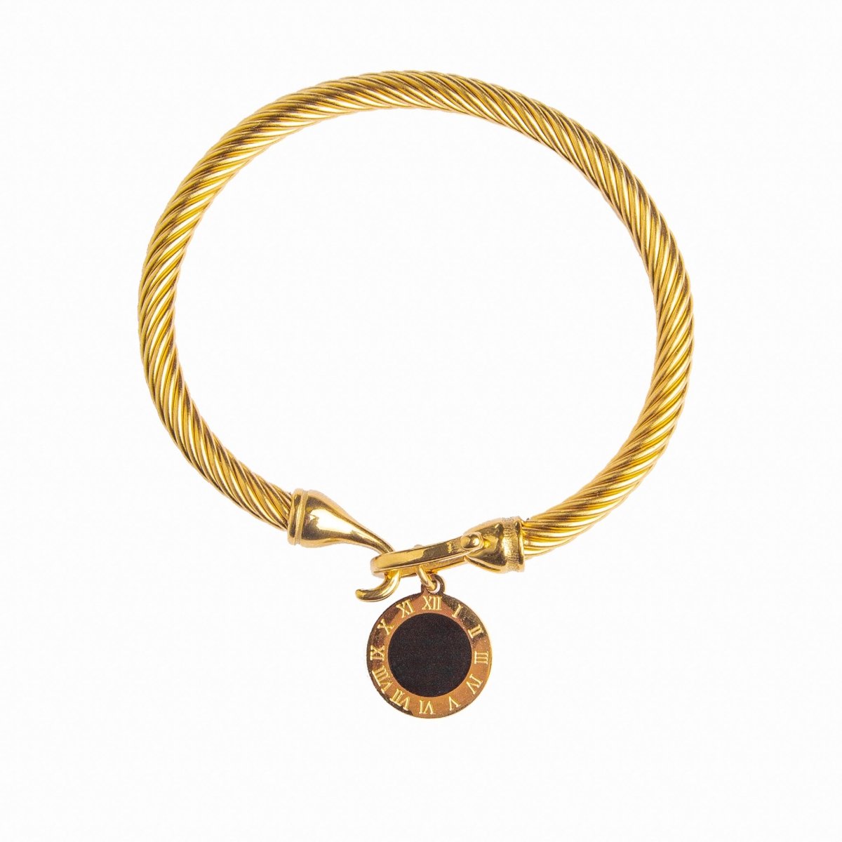 Bangle Onyx Charm Cuff Bracelet 18K Gold Plated in 18K gold-plated – Meiva bracelet